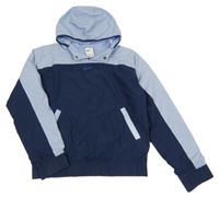 Světlemodro-tmavomodrá šusťáková sportovní bunda s logem a kapucí Nike