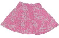 Neónově ružovo-biela kvetovaná bavlnená sukňa Dunnes Stores