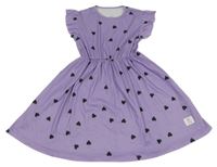 Lila rebrované šaty so srdiečkami