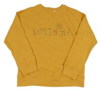 Horčicová mikina s nápisom Mango