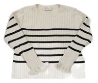 Bielo-čierny rebrovaný pruhovaný sveter H&M