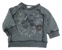 Sivá mikina s bicyklom a nápismi H&M
