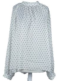 Dámská bílo-černá puntíkovaná šifonová halenka Primark 