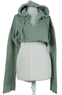 Dámská khaki crop mikina s kapucí PrettyLittle Thing