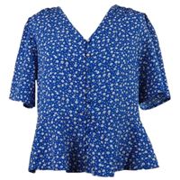 Dámská safírová kytičkovaná peplum halenka New Look 