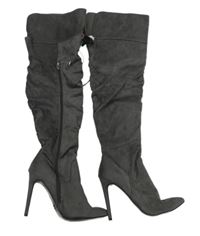 Nové - Dámské šedé semišové vysoké kozačky na podpatku vel. 39