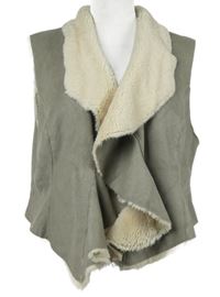 Dámská béžová semišová vesta s kožíškem New Look 