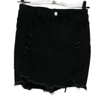 Dámska čierna rifľová rozstrapkané á sukněs vyšúchaním