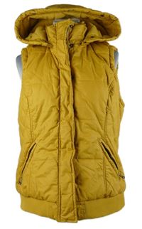 Dámska okrová šušťáková zateplená vesta s kapucňou Street One