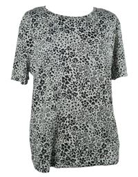 Nové - Dámske čierno-biele kvietkovane tričko F&F