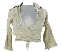 Nové - Dámská béžová mušelínová zavinovací crop halenka Zara 