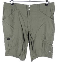 Pánské khaki šusťákové outdoorové kraťasy s kapsami 