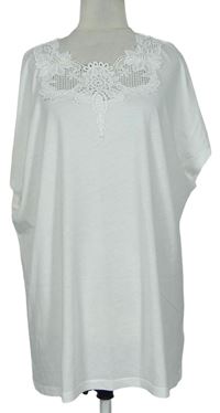 Dámske biele voľné é tričko s čipkou Dorothy Perkns