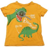Oranžové tričko s dinosaurami C&A