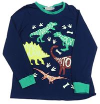 Tmavomodro-zelené tričko s dinosaurami Alive