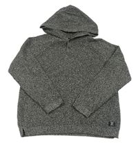 Antracitovo-bílý melírovaný svetr s kapucí Zara