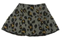 Sivá vlnená sukňa s leopardím vzorom Next