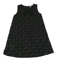 Čierno-strieborné kockované šaty s mašlou H&M