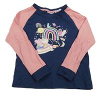 Tmavomodro-růžové triko s Peppa pig 