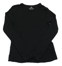 Čierne rebrované tričko H&M