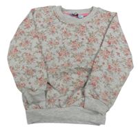 Svetlosivá kvetinová mikina