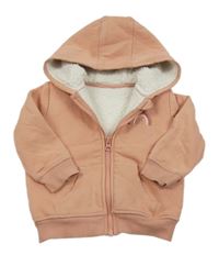 Světlerůžová zateplená propínací mikia s duhou a kapucí George