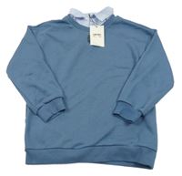 Nové - Modrá mikina s košeľovým golierom