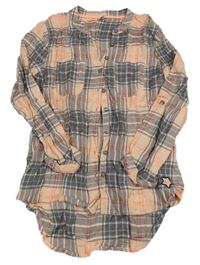 Šedo-růžová kostkovaná halenka Yigga