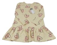Nové - Béžové teplákové šaty se srdíčky Sinsay