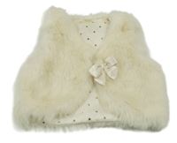 Smotanová kožušinová podšitá vesta s mašlou H&M