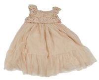 Svetloružové krajkovo/tylové šaty H&M