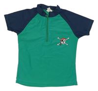 Zeleno-tmavomodré UV tričko s pirátem 