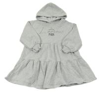 Světlešedé melírované teplákové šaty s nápisem a kapucí River Island