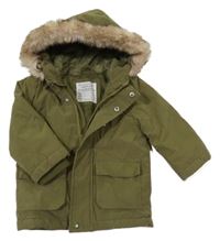 Zelená zimní šusťáková bunda s kapucí Primark