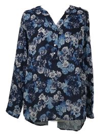 Dámska tmavomodrá blúzka s kvetmi Janina