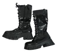 Dámské černé koženkové šněrovací kožačky Boohoo vel. 38