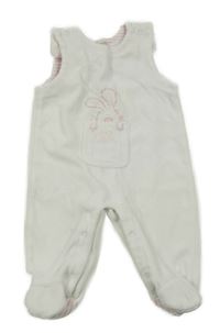 Bílé sametové dupačky s ružovým zajačikom