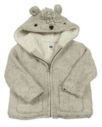 Sivý prepínaci zateplený sveter s kapucňou Zara