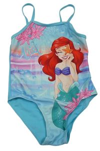 Modré jednodielne plavky s Ariel Disney