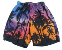 Modro-růžové plážové kraťasy s palmami Primark