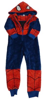Červeno-zafírová chlpatá kombinéza s kapucí - Spiderman Primark