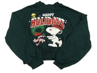 Tmavozelená crop mikina so Snoopym H&M