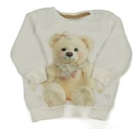 Biela chlpatá mikina s medvedíkom