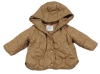 Hnědá šusťáková prošívaná zateplená bunda s kapucí F&F