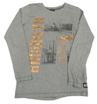 Sivé melírované tričko s nápisom Chapter young