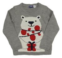 Sivý blikající sveter s ľadový medvěďom Lupilu