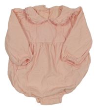 Světlerůžové manšestrové body s límečkem s volánkem s madeirou Matalan