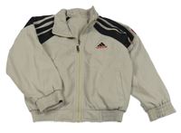 Béžovo-černá šusťáková sportovní bunda Adidas