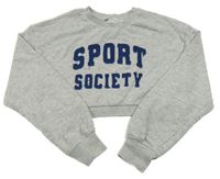 Sivá crop mikina s nápisom