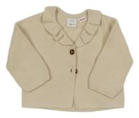 Světlebéžový propínací svetr s volánkem Zara